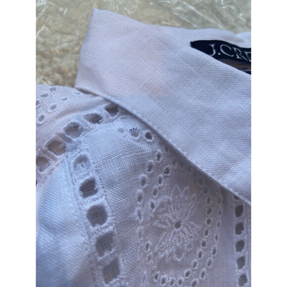J.Crew Garçon Classic Shirt Eyelet 100% Linen Button-Up White Sz 4 Boho Western - Picture 12 of 12